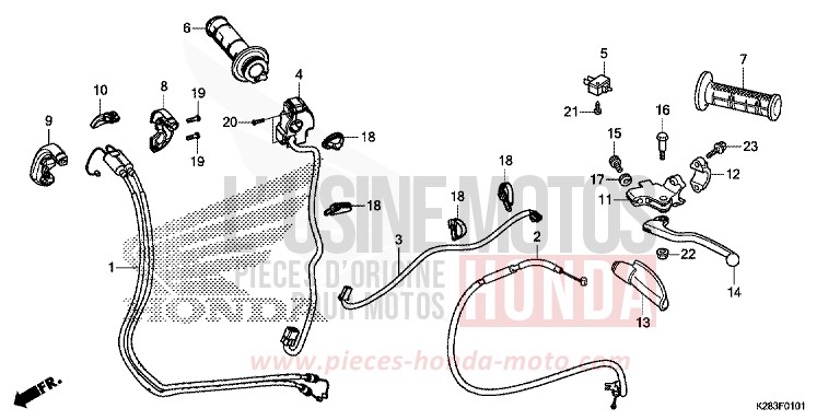 LEVIER DE GUIDON/COMMUTATEUR/CABLE (CRF125F/FB K) de CRF125F "Petites Roues" EXTREME RED (R292) 2019